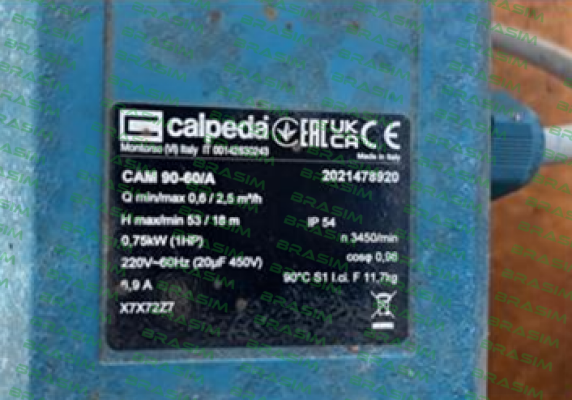 Calpeda-CAM 90-60/A Serial No:2021478920 price