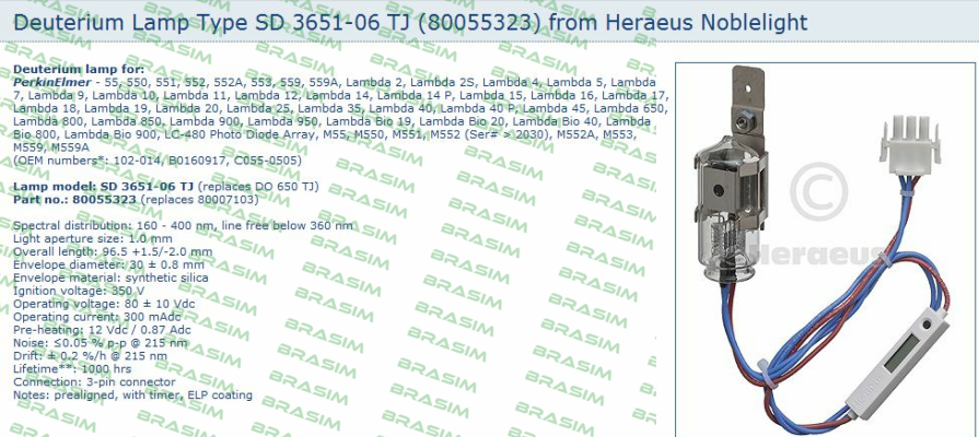 Heraeus-DO 650 TJ, PN: 80007103 - obsolete - relaced by SD 3651-06 TJ  price