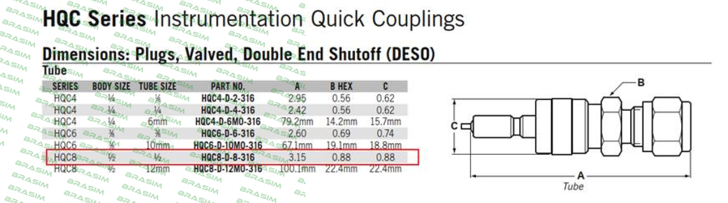 Hoke-HQC8-D-8-316 price