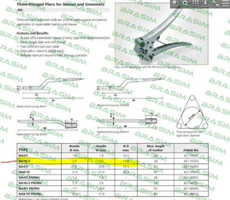 Hellermann Tyton-P/N: 621-10103 Type: NA-1 K/3  price