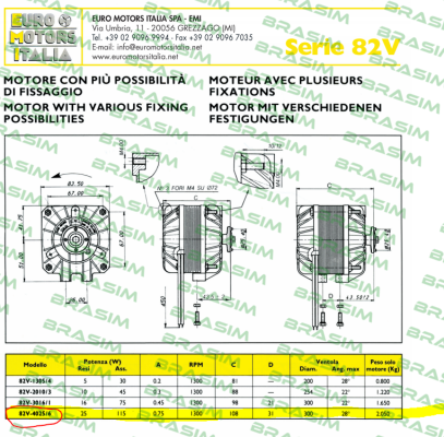 Euro Motors Italia-82V-4025/6 price