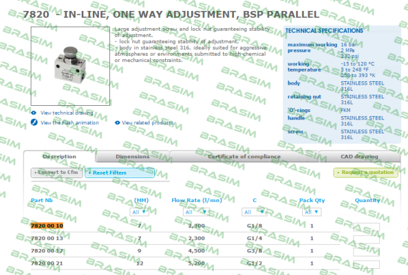 Legris (Parker)-7820 00 10 price