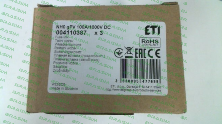 Eti-P/N: 4110387, Type: NH 0/100A DC 1000V price