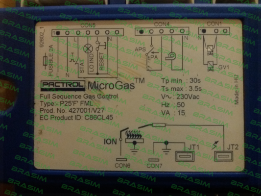 Pactrol-TYPE:P25F FML  PROD NO:427001/V27 price